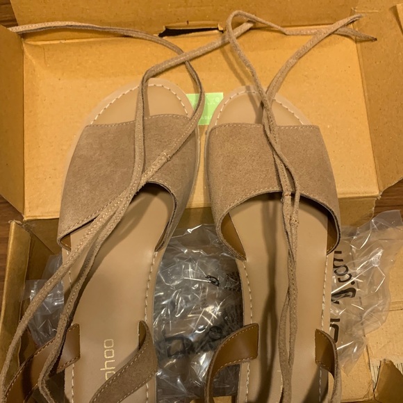 Suede Peeptoe Wrap Ankle Strap Sandals - Picture 3 of 4